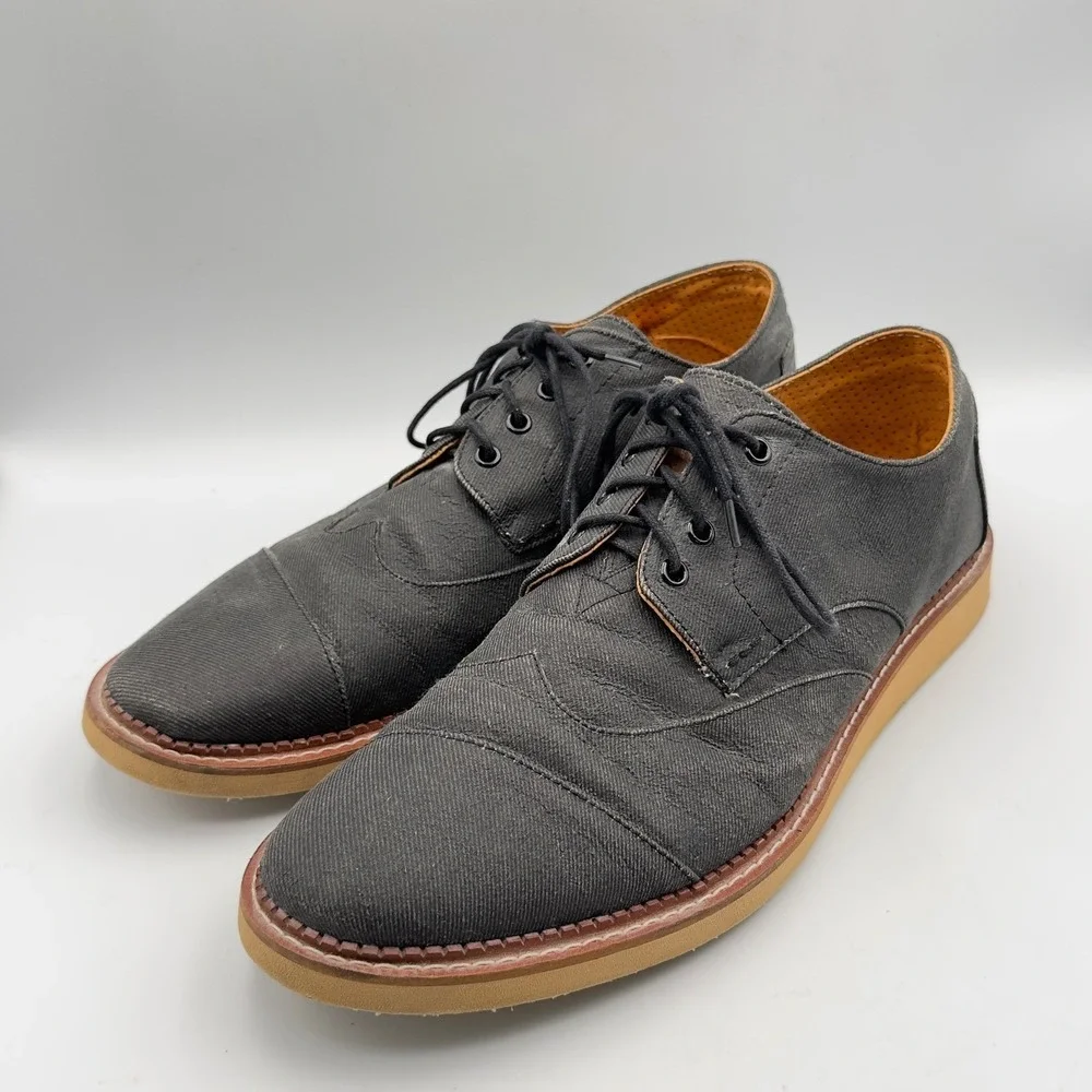 TOMS Broque Ash Aviator Oxfords Mens 14 Grey Canvas Wingtip Lace Up Shoes